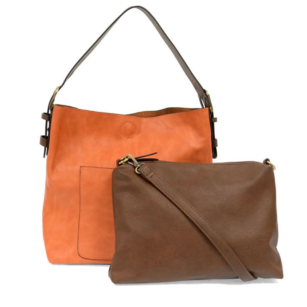 Joy Susan Vegan Leather Hobo Bag Burnt Orange Brown